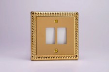 Modular Grid System Brass PowerGrid Plate Classic Georgian 2-Gang Yoke Included