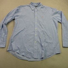 Ralph Lauren Shirt Mens Large Long Sleeve Button Front Custom Fit Blue Checks