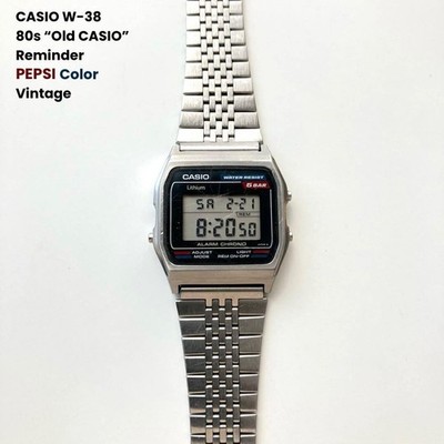 CASIO W-38 80s “Old CASIO” PEPSI Vintage CASIO W-38 Vintage 80s Pepsi Color Reminder Watch Rare Module 549