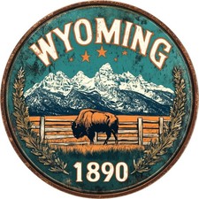 Wyoming Aluminum Round Weatherproof Sign