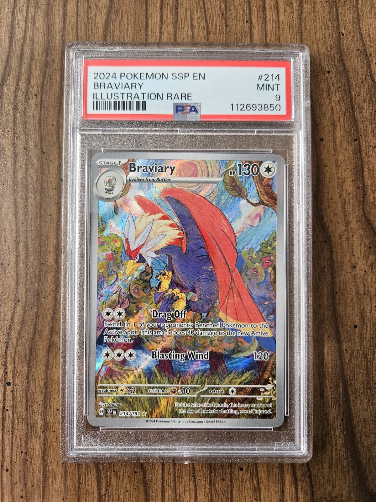 Braviary 214/191 Sv08: Surging Sparks Illustration Rare PSA 9