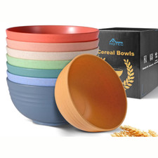 8Pc Wheat Straw Cereal Bowls Set Unbreakable BPA Free Microwave Dishwasher Safe