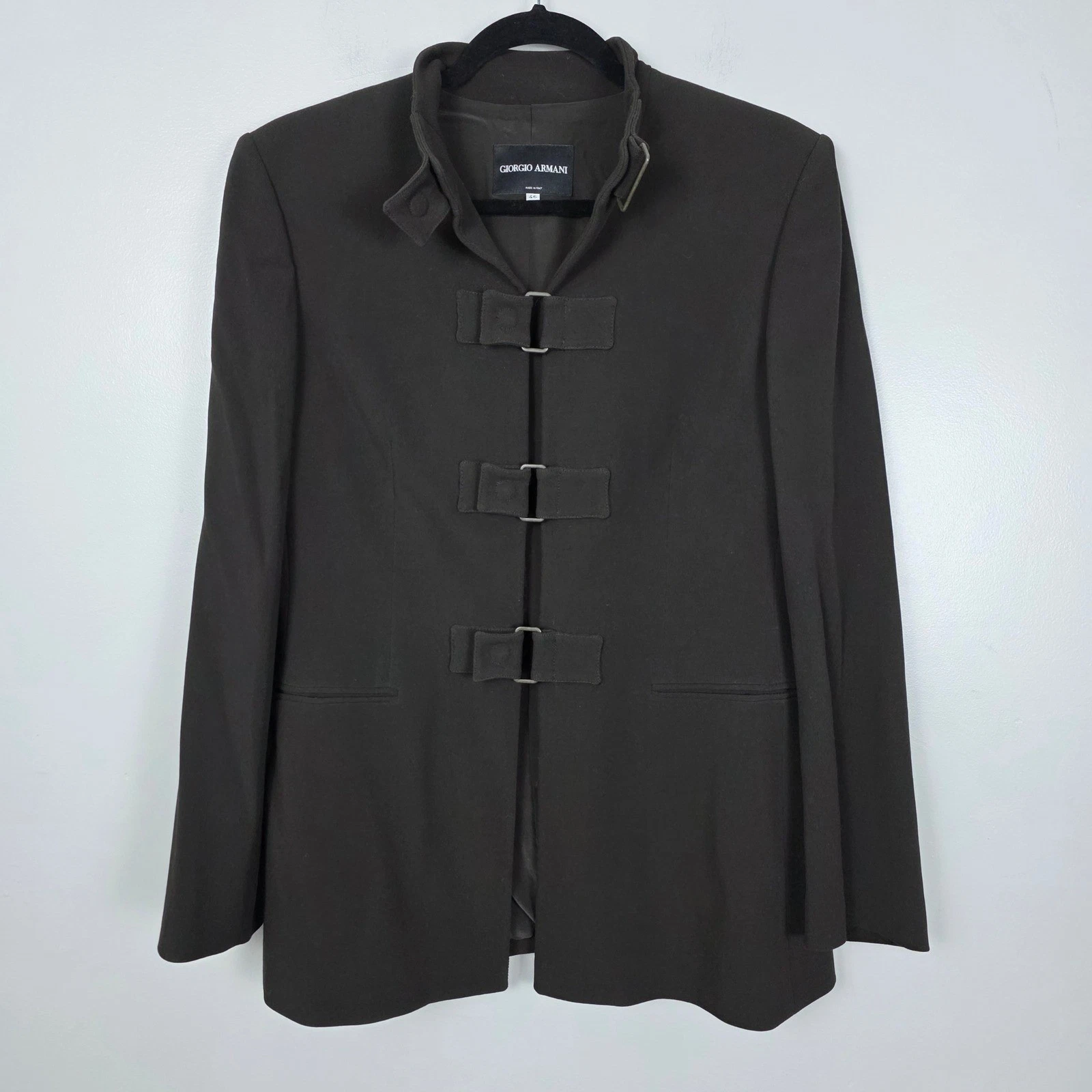 Giorgio Armani — Giorgio Armani FW2002 Wool Silk Jacket Borgo 21 Italy Military Buckle 46