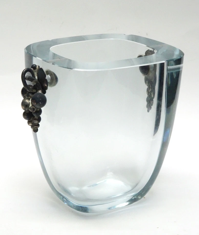 3 piezas DE COLECCIÓN AÑOS 40 DANSK GULDSMEDE HANDVAERK DGH DINAMARCA RECIPIENTE DE VIDRIO ESTERLINA Foto 3 de 4