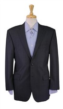Burberry London Gray Sky Blue Pinstripe Wool Cashmere Suit Blazer Jacket 40R