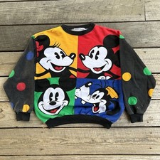 Vintage 90s Disney Mickey Mouse Polka Dot All Over Print Sweatshirt Size Small