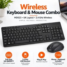 Wireless Keyboard & Mouse Combo MD023 UK Layout 2.4 GHz Black Amazon
