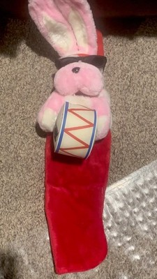 Vintage Christmas stocking Energizer Bunny pink Rabbit Plush Retro Drum 1993 90s