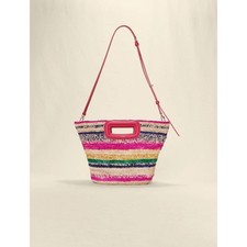 NWT $385 Maje Mini Striped Raffia Basket Bag ...