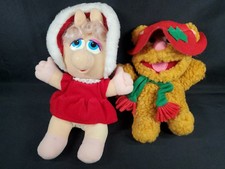 Miss Piggy Fozzie Baby Christmas Plush Doll Ms. Claus Vintage Muppets 1987 Nice