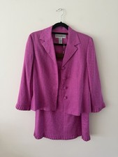 Vintage Linen Blend Polka Dot Feminine Spring Blazer Skirt Set 2 Womens 14