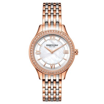 KENNETH COLE Damenuhr Strass Edelstahl bicolour rosègold silber KC50988003 NEU 8