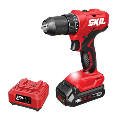 SKIL PWR CORE 20 Brushless 20V 1/2-Inch Drill Driver Kit, Includes 2.0 Ah Batter