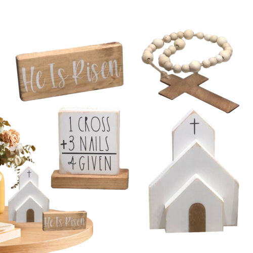 Easter Resurrection Scene | Home Figurine Ornament Cross Risen Christ Decor