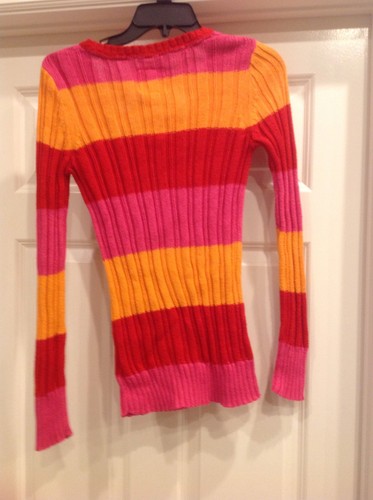 Justice Girls Size 18 Striped V Neck Sweater  - Picture 2 of 3