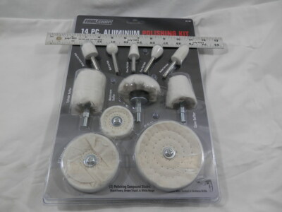 NEW 14pc Aluminum Polishing Kit - 11 Buffs, 3 Polishing Compounds - Sealed Pkg!