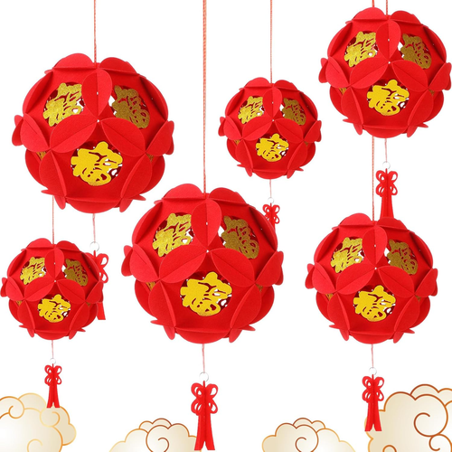 6 Pcs Chinese Red Paper Lanterns Chinese New Year Decorations 2025 Lunar New Yea