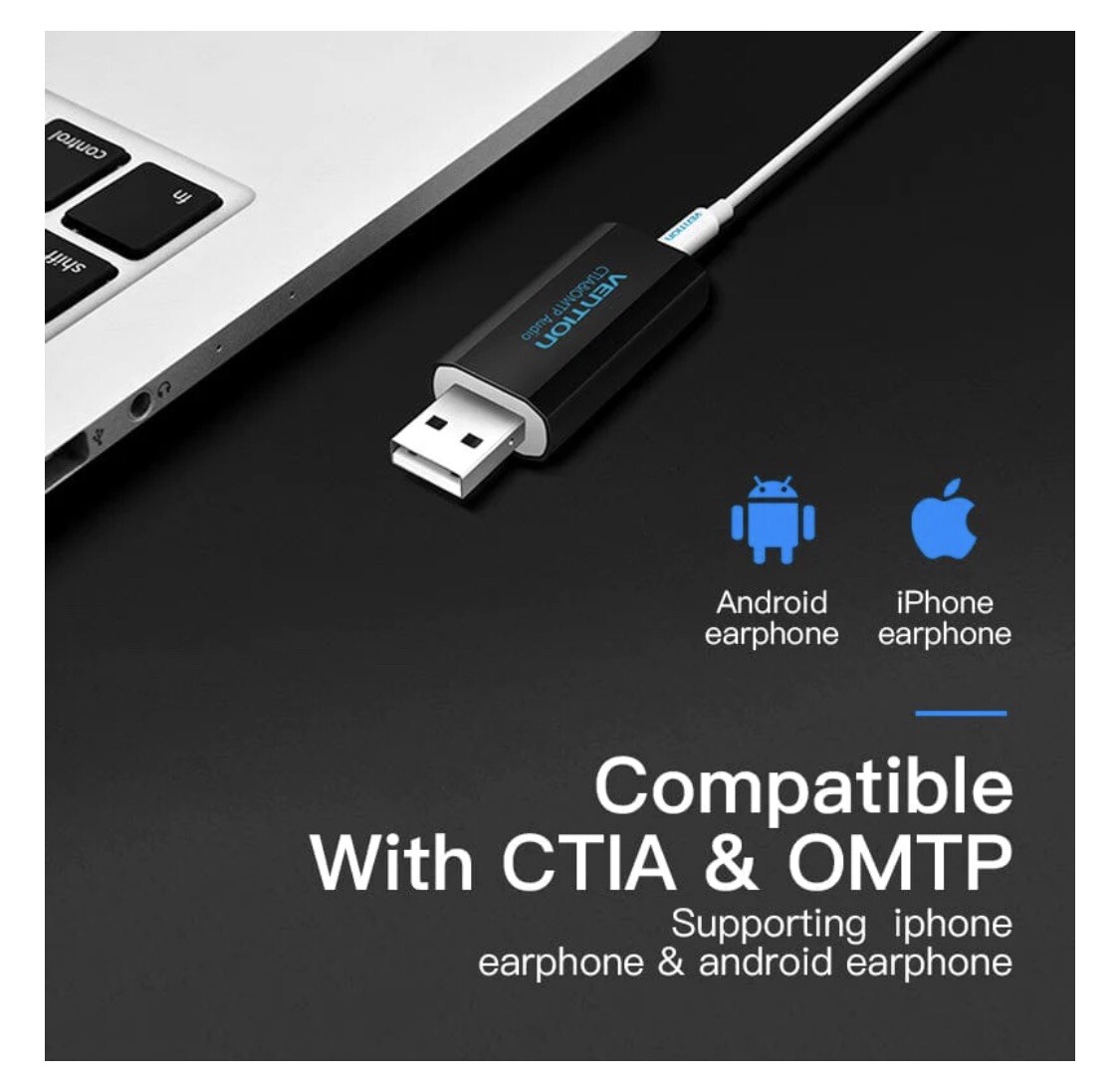 VENTION USB External Sound Card Black Metal Type (OMTPCTIA) eBay