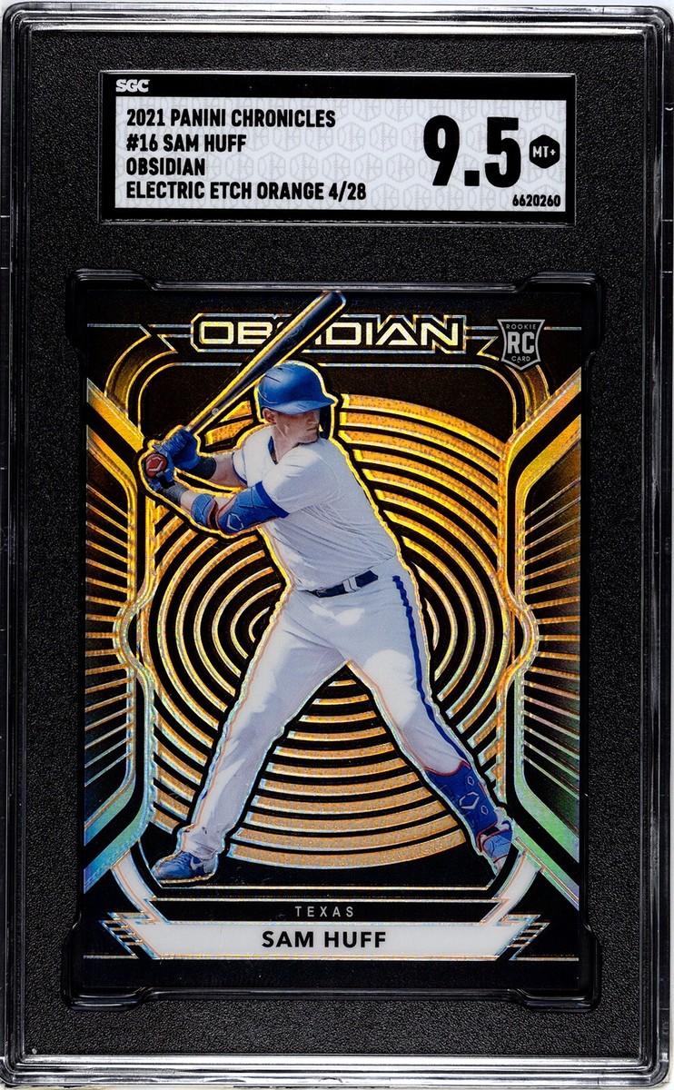 2021 Panini Chronicles Obsidian #16 Sam Huff ETCH ORANGE /28 SGC