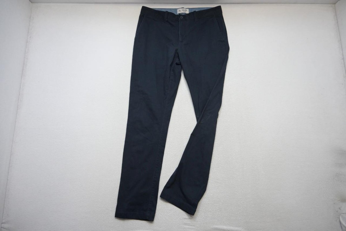 Penguin Munsingwear Blue Slim Chino Pants Stretch Khakis Flat Mens