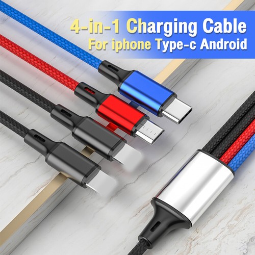 4 in 1 Multi USB Charging Cable Fast Charger Cord For iPhone/Type C/Micro USB - Picture 4 of 13