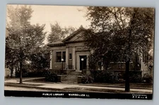 Marseilles Illinois IL Public Library Real Photo Postcard RPPC c1910