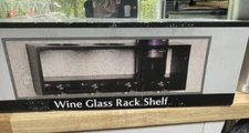 NEW - Wine Glass Rack Shelf Black Wood Wall Display by True Living Essentials
