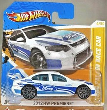 2012 Hot Wheels #4 HW Premiere 4/50 FORD FALCON RACE CAR White Variat Short Card