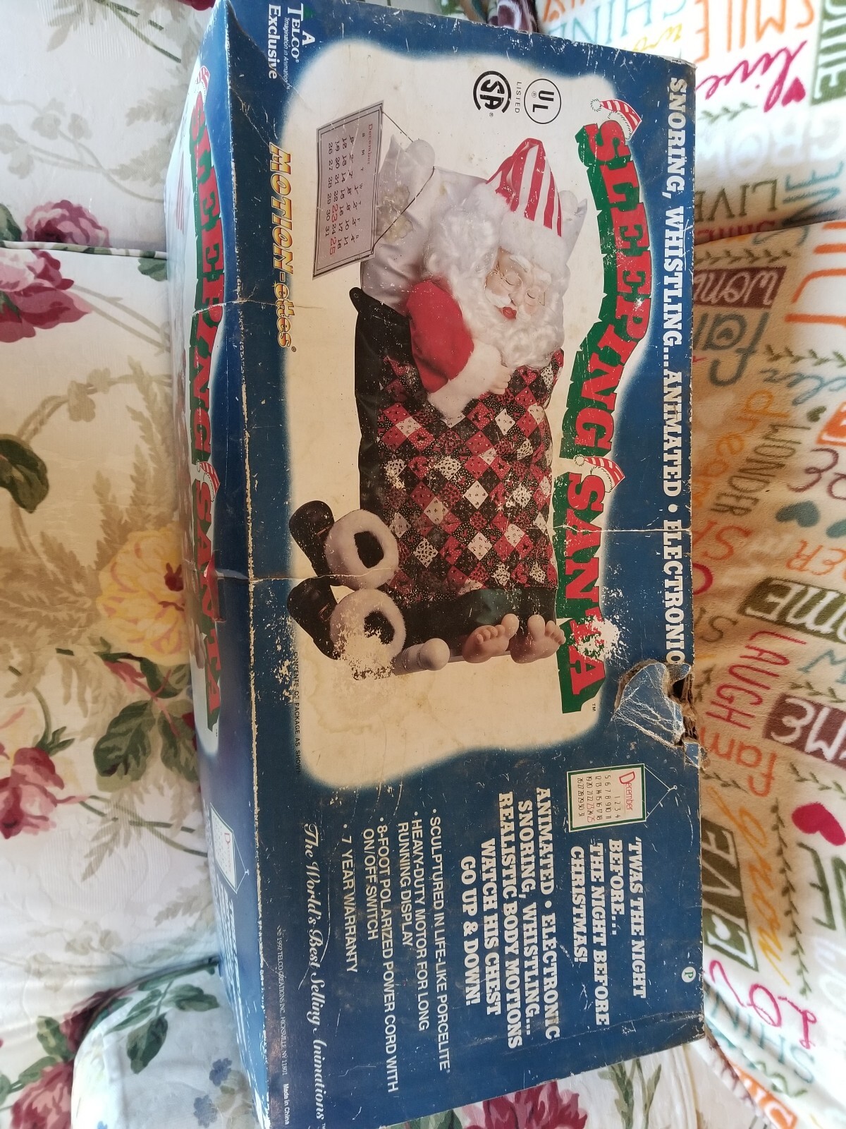 VTG Telco Sleeping Snoring Whistling Animated Sleeping Santa Xmas TESTED