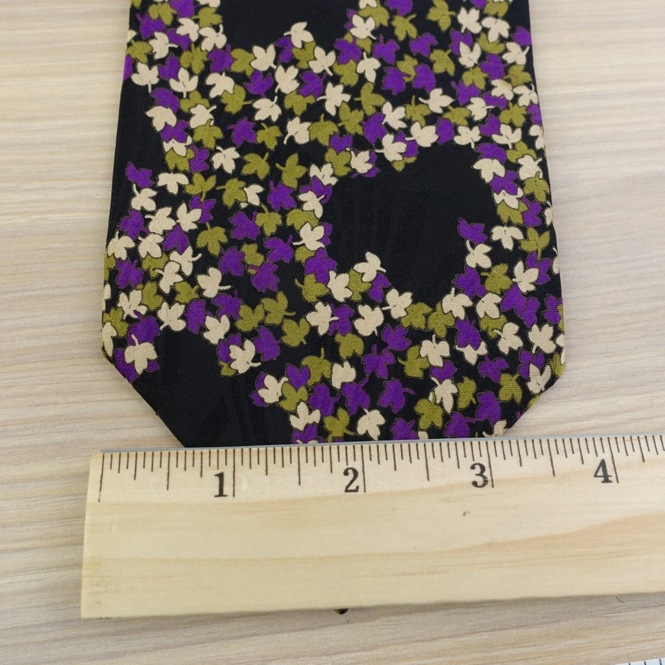 Corbata de cuello tejida italiana para hombre negra Ditsy arce caprichosa declaración jardín fiesta EE. UU. Foto 3 de 4