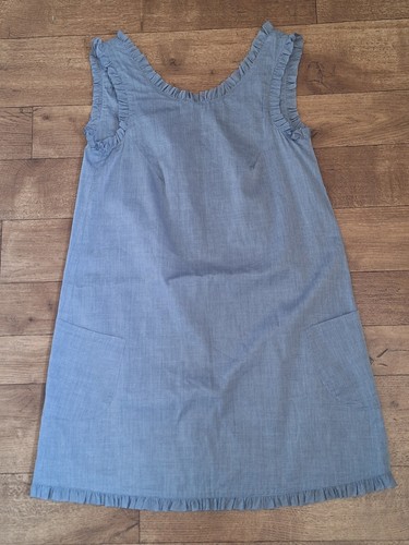 LOUP CHARMANT Cotton Ruffled Chambray Blue A-Line Shift Dress UK 8 EU 36 US 4 XS - Picture 11 of 17