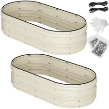 WORKPRO 2PC Metal Planter Box Galvanized Raised Garden Bed Set 4x2x1ft Patio Kit