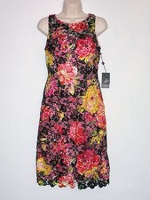 NWT MSRP $200, ADRIANNA PAPELL Sleeveless Floral Lace Cocktail Dress, Multicolor