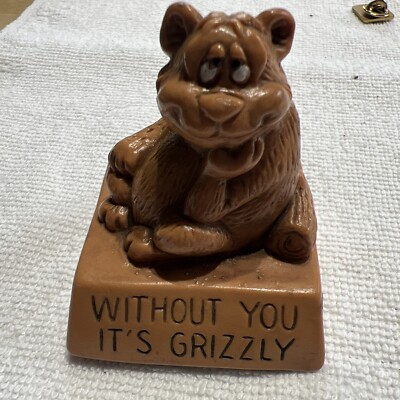 Vtg  74 Wallace Berrie Co Mini Figurine Bear Without You Its Grizzly Sillisculpt