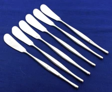6 PLACE BUTTER KNIVES  MID CENTURY MODERN UNBRANDED STAINLESS STEEL JAPAN