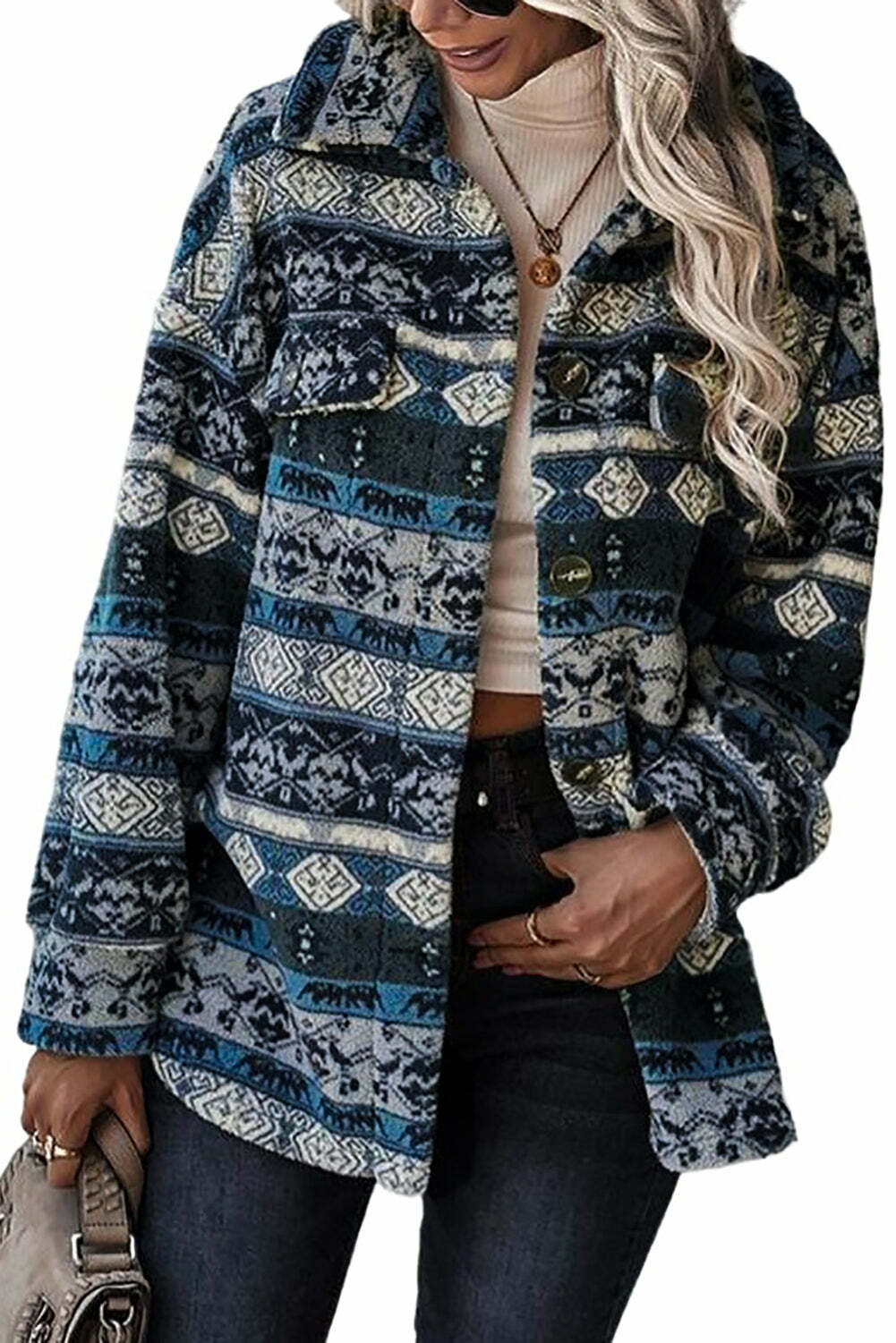 Pocket Buttoned Sherpa Jacket | eBay
