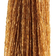 Hank 21000 Czech vintage topaz bugle seed glass beads 2.5mm