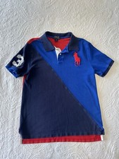 Polo Ralph Lauren Kids Blue Red Polo Red Pony Embroidered Logo Size Xl 18-20 