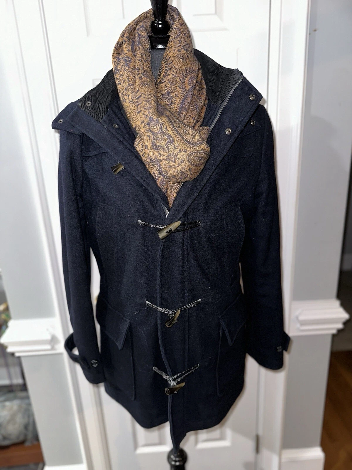 NAUTICA, CHARCOAL GRAY, MEN’S WOOL, DESIGNER PEA COAT Size: S