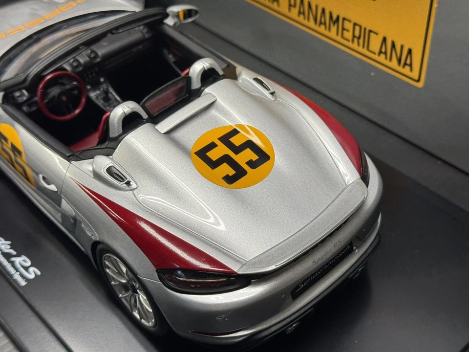 Porsche 718 Spyder RS Panamericana 1/18 Spark Dealer Ed. w/ Display Case - Image 3 of 4