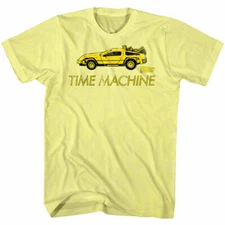 Back To The Future T Shirt Movie DELOREAN Time Machine Yellow Heather Mens 