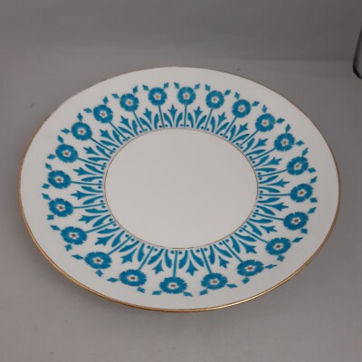 Minton ästhetische Bewegung Platte 9 Zoll weiß mit blauen Blumen Floral 1878