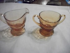 Small Amber Creamer & Sugar Bowl ~  Very Good Condition