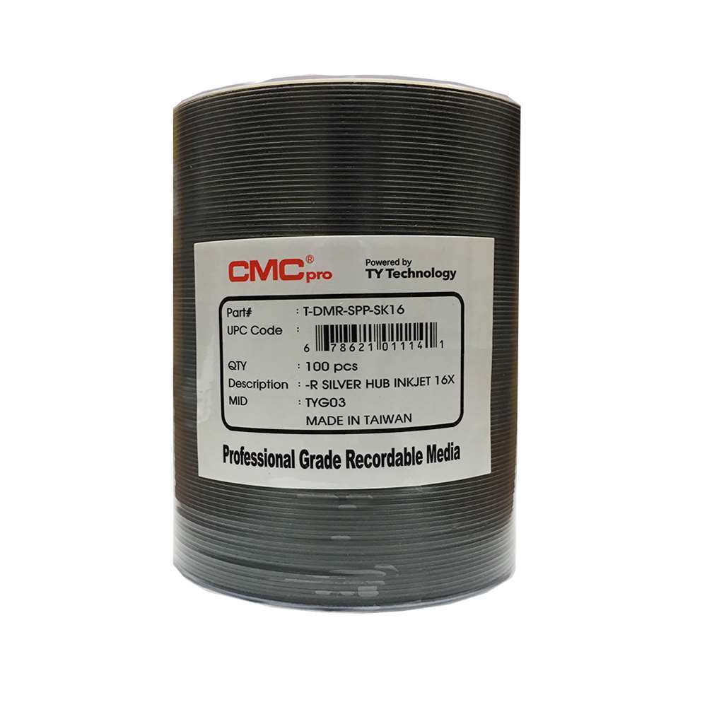 300 CMC Pro Taiyo Yuden (TDMR-SPP-SK16) 16X DVD-R Silver Inkjet Hub Printable