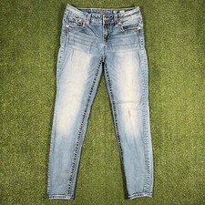 Miss Me Hailey Skinny Jeans Women 28 Blue Denim Embroidered Beaded Thick Stitch