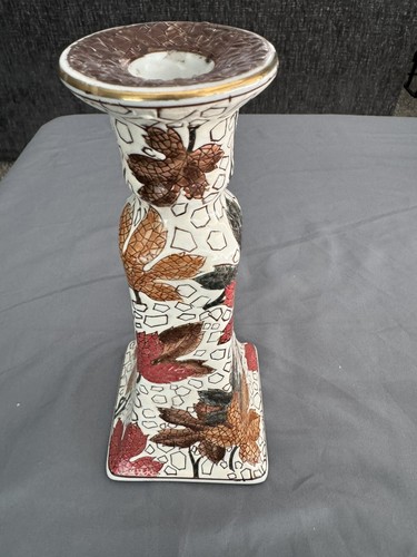 1940s Fall Leaves mosaic trinket dish, candlestick, vase Set Of 3 - Picture 9 of 21