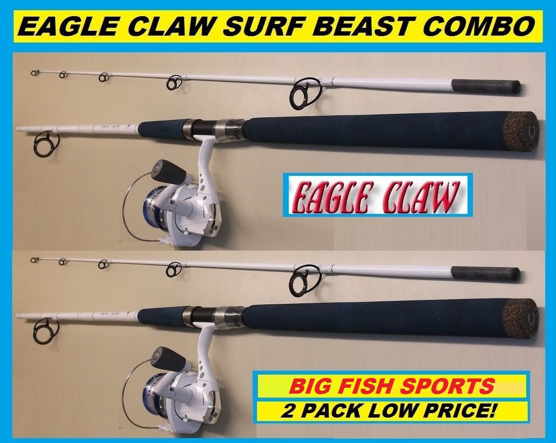 EAGLE CLAW Saltwater 7' SURF BEAST Combo 2-PACK BRAND NEW! FREE