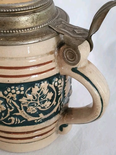 Antique Mini German Beer Stein Mug Souvenir Feldbergturm Photo Lid 3" FLAWS - Picture 11 of 21