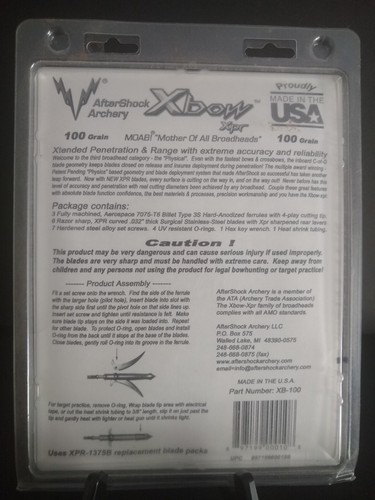 After Shock Archery Xbox Xpr 1.375” Blade For Crossbow Set, Number XB-100 New - Picture 4 of 14
