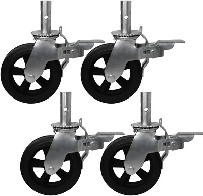 8 Inch Scaffolding Wheels, Set of 4 Scaffold Caster with Dual Locking Brakes, He